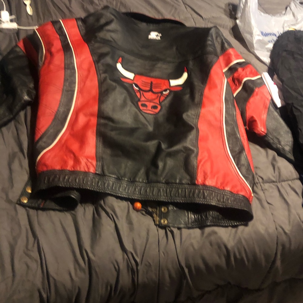 Vintage bulls starter leather jacket size xl